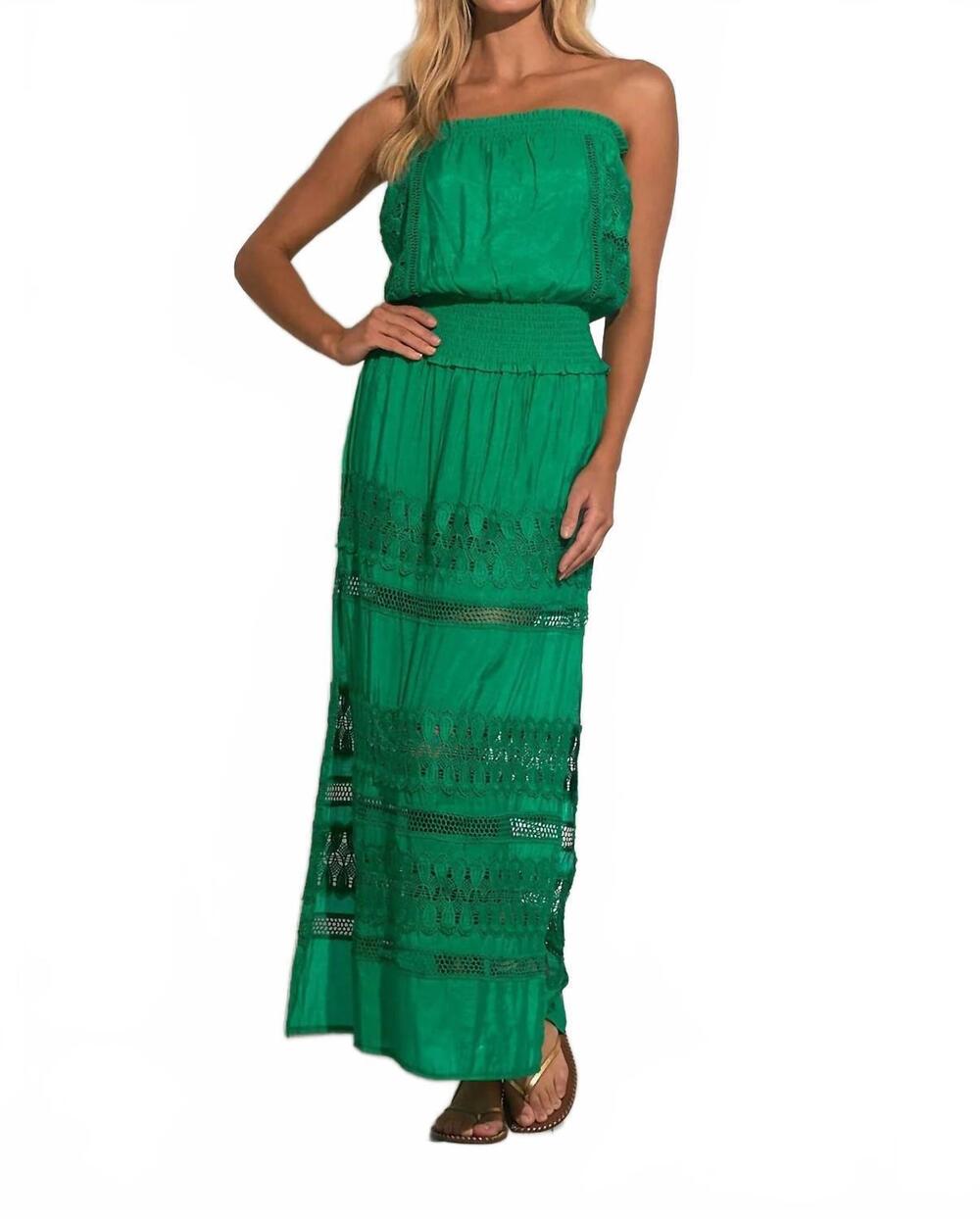 NEW ELAN strapless crochet maxi dress in green
